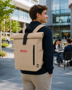 ESSCA Signature Rolltop Backpack – Beige