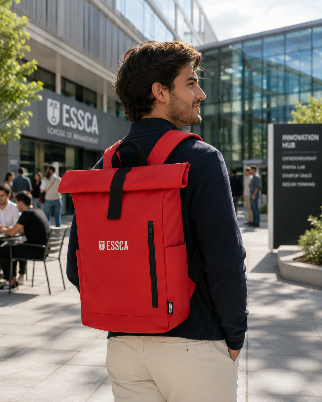 ESSCA Signature Rolltop Backpack – Red